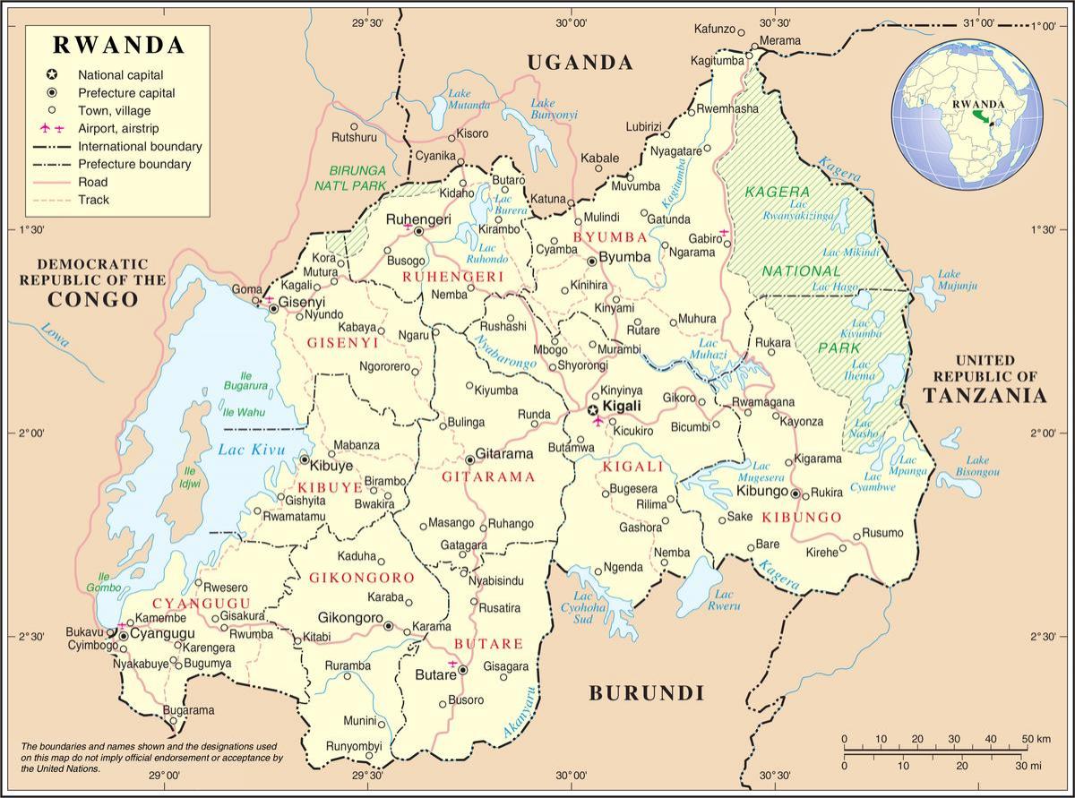 नक्शे के मानचित्र रवांडा आसपास के देशों