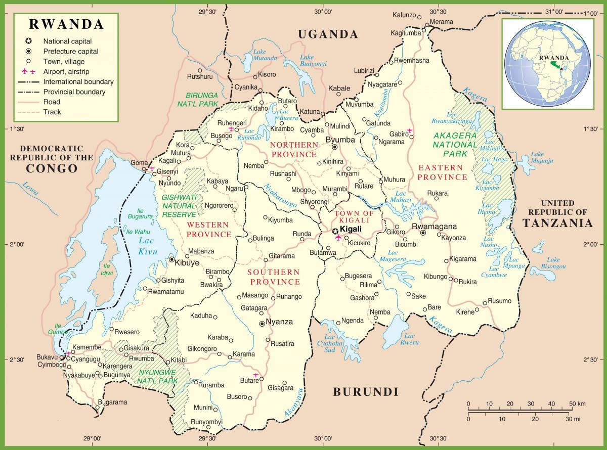 नक्शा रवांडा के राजनीतिक