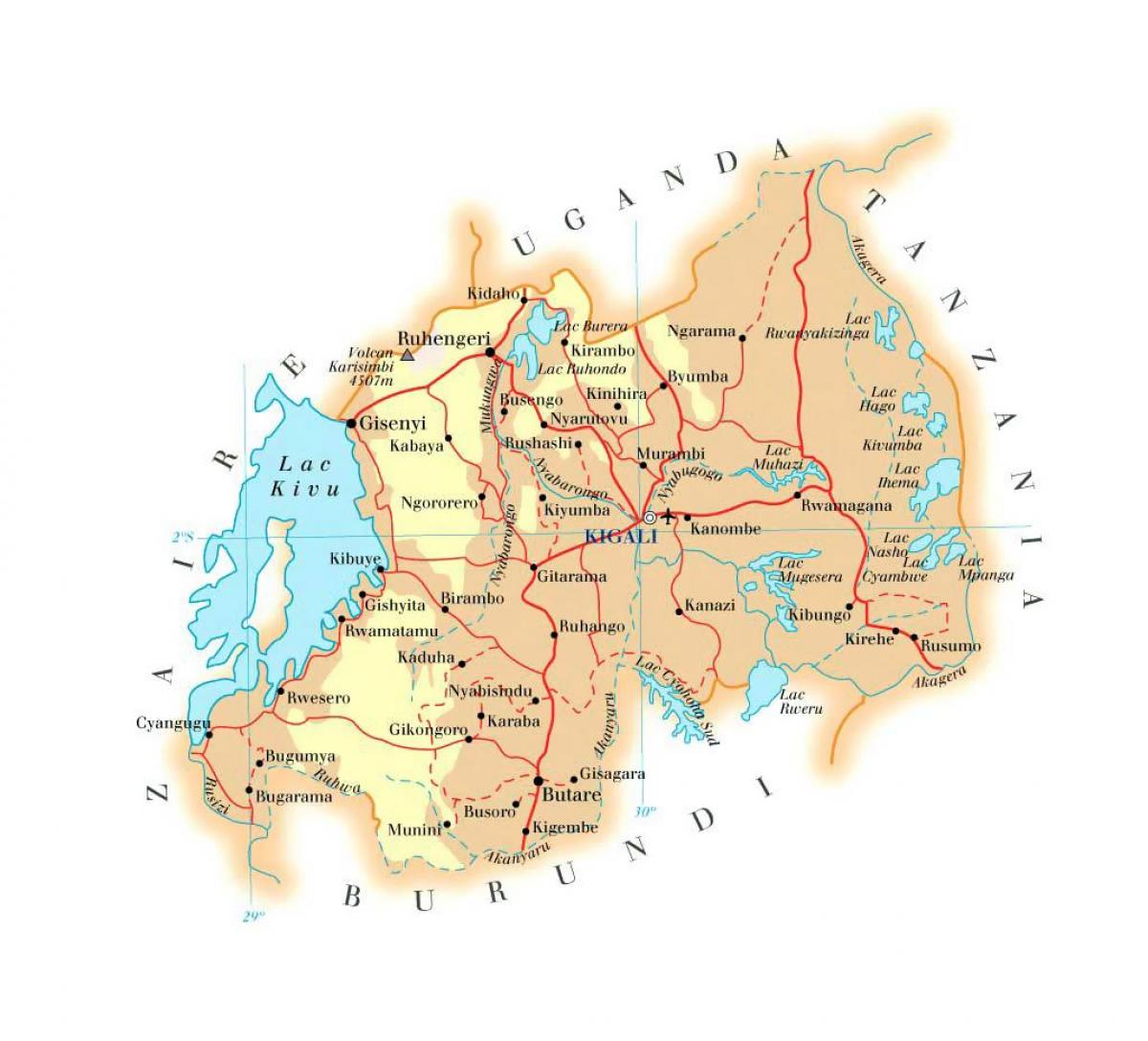 नक्शा रवांडा की सड़क